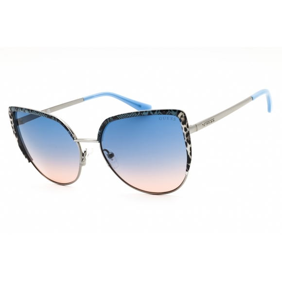 NWT Guess GU00217-10W Light Nickeltin Cat Eye 59mm Sunglasses
